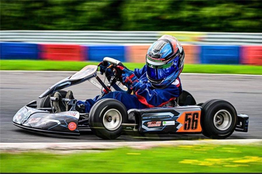 Sebastian racing his Bambino kart